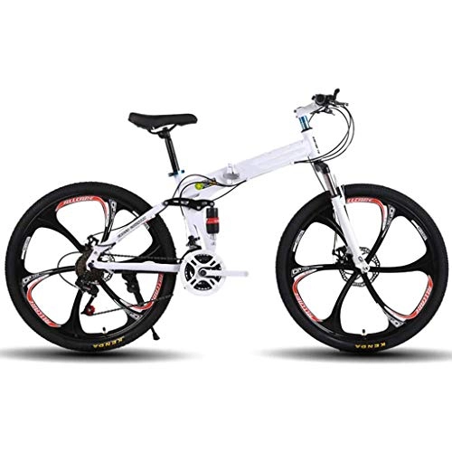 Mountain Bike pieghevoles : FDSH Mountain Bike Pieghevole da 24 Pollici, Mountain Bike per Adulti Acceleratore del Cambio a 21 velocità con 6 Ruote Taglienti