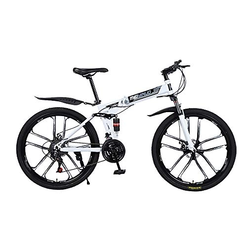 Mountain Bike pieghevoles : Ganeric Mountain Bike - Bicicletta pieghevole da donna e uomo, 27 velocità, 66 cm, bianco