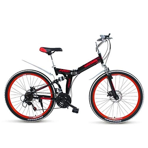 Mountain Bike pieghevoles : GUOE-YKGM Bicicletta, Bici Citta' Folding Bike for Adulti Uomini E Le Donne 24 / 26inch Mountain Bike 21 velocità Leggero Pieghevole City Bike Bicicletta (Red) (Color : Red, Size : 24inch)