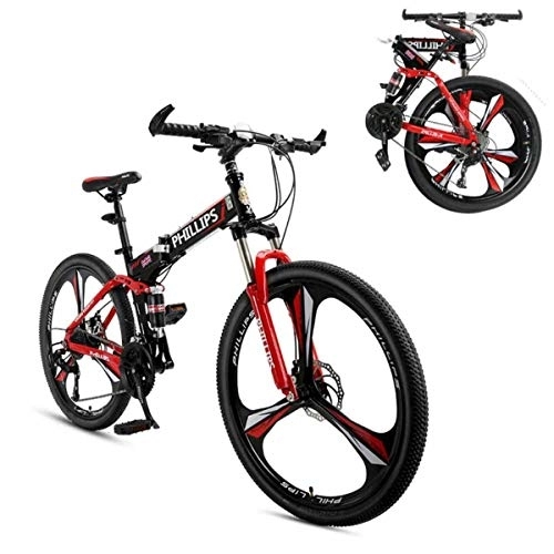 Mountain Bike pieghevoles : GUOE-YKGM Folding Donne Biciclette Mountain Bike for Gli Uomini / 26in Outdoor Bike 24 Full Speed ​​Sospensione MTB Biciclette