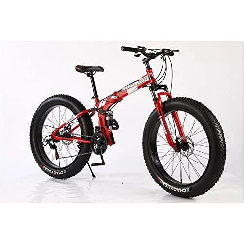 Mountain Bike pieghevoles : Hmvlw Mountain Bike Bici da Montagna Assorbente da ammortizzatura a Due Ruote, Bici Pieghevole, Bicicletta a velocità variabile Fuoristrada, Maschio e Femmina per Studente (Color : Red)