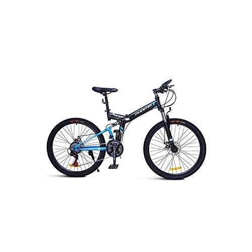 Mountain Bike pieghevoles : Jinan Phoenix Auto Pieghevole for Uomini e Donne Doppio Ammortizzatore 24 Freni a Doppio Disco velocit for Adulti for Mountain Bike A3.0 26 Pollici Nero Blu (Color : Black Blue)
