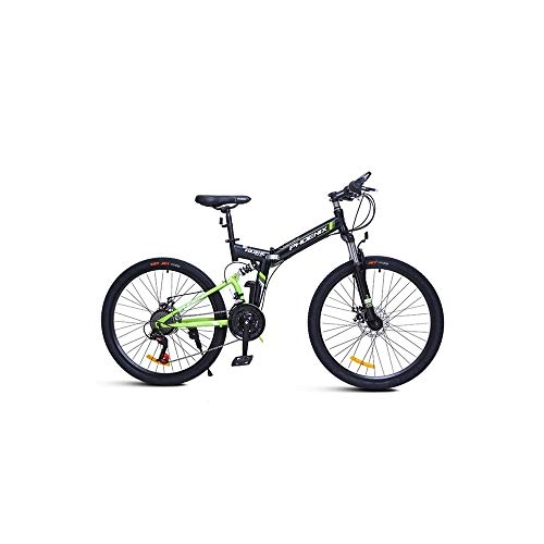 Mountain Bike pieghevoles : Jinan Phoenix Bicicletta Pieghevole for Uomini e Donne Doppio Assorbimento delle Vibrazioni 24 Freni a Doppio Disco velocit Adulti Mountain Bike A3.0 26 Pollici Nero Verde (Color : Black Blue)