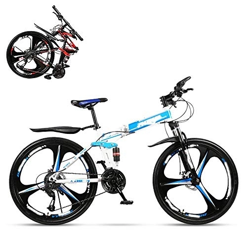 Mountain Bike pieghevoles : JYCTD Bicicletta per Adulti Pieghevole, Mountain Bike a velocità variabile da 26 Pollici, Doppio Ammortizzatore per Uomo e Donna, Doppio Freno a Disco, 21 / 24 / 27 / 30 velocità Opzionale