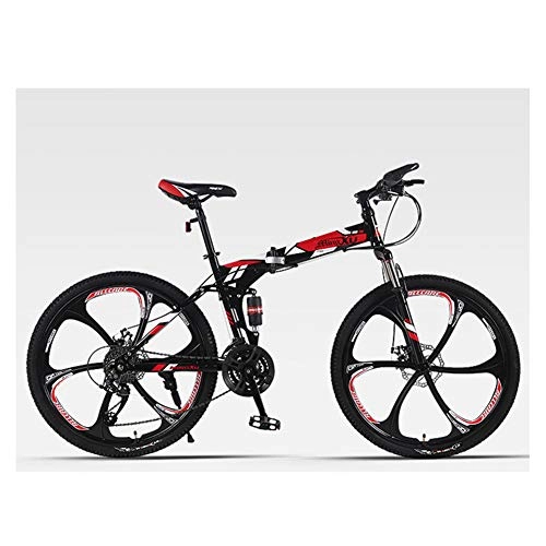 Mountain Bike pieghevoles : KXDLR Mountain Bike Alto Tenore di Carbonio-Acciaio da 26 Pollici Mountain Bike 24 velocità Fuoristrada velocità di Montagna Adulto Uomini E Donne Biciclette, Rosso
