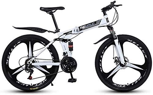 Mountain Bike pieghevoles : LAMTON 26" 21-velocit Mountain Bike for Adulti, Alluminio Leggero Sospensione Totale Frame, Forcella della Sospensione, Freni a Disco, Bianco, C