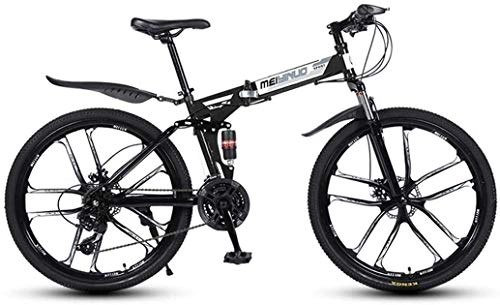 Mountain Bike pieghevoles : LAMTON 26" 21-velocit Mountain Bike for Adulti, Alluminio Leggero Sospensione Totale Frame, Forcella della Sospensione, Freni a Disco, Nero, E