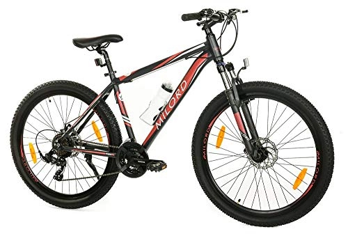 Mountain Bike pieghevoles : Milord. MTB Mountain Trekking Bike, Bicicletta Viking, 21 velocit - Nero Rosso - 27.5