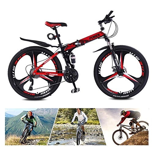 Mountain Bike pieghevoles : Mountain bike, 24 / 26 pollici pieghevole bicicletta, piccolo spazio di immagazzinaggio Bicicletta pieghevole posti comodi, ammortizzante pieghevole telaio 24 Velocità ( Color : Red , Size : 26inch )
