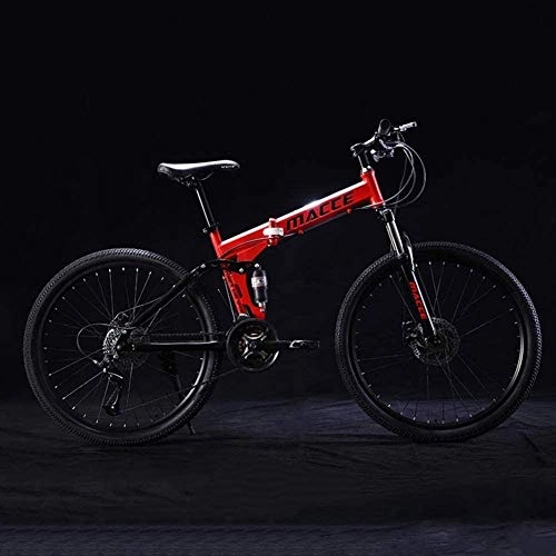 Mountain Bike pieghevoles : Mountain bike 24 pollici Folding Bike, Mountain Biciclette, 21 Velocit telaio in acciaio pieghevole Kids Bike Mtb, telaio in acciaio a velocit variabile assorbimento di scossa ( Color : Red A )