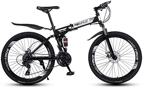 Mountain Bike pieghevoles : Mountain bike 26in 24 velocità per adulti, telaio leggero a sospensione, forcella di sospensione, freno a disco, Nero