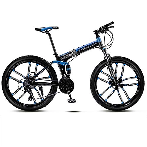 Mountain Bike pieghevoles : Mountain Bike Alto-acciaio Al Carbonio MTB Leggero 21 Velocità Velocità Variabile Freno A Doppio Dischi Ruota Da 10c 26 Pollici Bici Da Strada Velocità A-21 26 Pollici