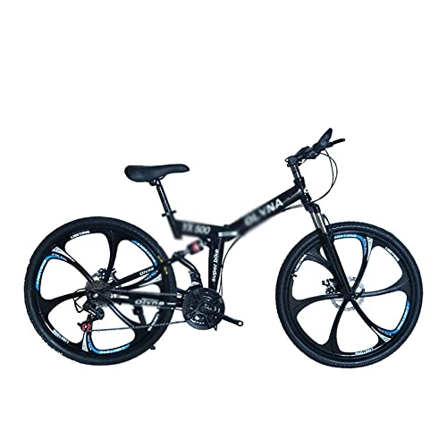 Mountain Bike pieghevoles : Mountain Bike, bicicletta da 26 pollici morbido ammortizzante freno a disco adulto velocità variabile bicicletta pieghevole nero 66 cm 24 velocità superiore