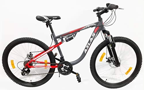 Mountain Bike pieghevoles : Mountain bike da 26'' Atlas con doppio freno a disco – 18 velocità con impugnatura revoshift, ruota libera e cambio Shimano