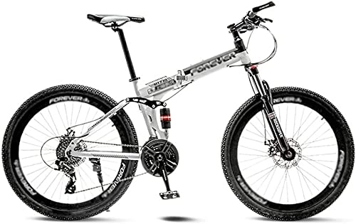 Mountain Bike pieghevoles : Mountain Bike Mountain Bike Bicicletta Pieghevole Mountain Bike Bicicletta da Strada Pieghevole MTB da Uomo 21 Velocità Bici Ruote for Donne Adulte (Color : White, Size : 24in)