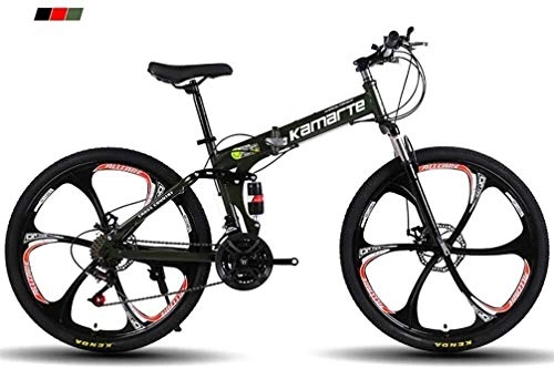 Mountain Bike pieghevoles : Mountain Bike, Mountain Bike Unisex Pieghevole Telaio, MTB Bike Uomo Bike Sospensione Doppia velocità 21 / 24 / 27 / 30 (Color : Black, Size : 24 Inches)