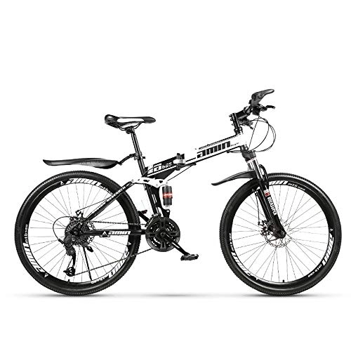Mountain Bike pieghevoles : Mountain Bike Pieghevole, MTB con Ruote A Raggi da 24 / 26 Pollici A velocità Variabile per Uomini E Donne Fuoristrada, A, 24 inch 24 Speed