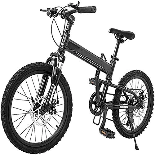 Mountain Bike pieghevoles : Mountain Bike Portable Bambini Folding Mountain Bike Lega di Alluminio da 20 Pollici a 6 velocit Sedile Regolabile Messaggio Manubrio Altezza (Color : Black)