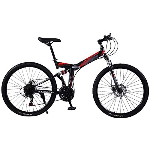 Mountain Bike pieghevoles : Mrzyzy 24'' Bici Pieghevole da Mountain - Modello Rafforzare l'assorbimento degli Urti - 21 / 24 / 27-stage Shift, Bike Unisex-Adult (Color : Black, Size : 24 Speed)