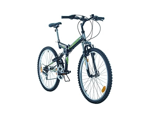 Mountain Bike pieghevoles : Multibrand, FOLDING FSP 26, 26 Pollici, 457mm, Mountain Bike Pieghevole, 18 Velocità, Full Suspension, Unisex, 26x18 (Nero Verde Opaco)