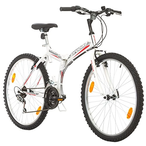 Mountain Bike pieghevoles : Multibrand, PROBIKE Folding MTB 26, 26 Pollici, 457mm, Mountain Bike Pieghevole, 18 velocità, Full Suspension, Unisex, Grigio Verde, 26 inch (Bianco / Rosso-Grigio, 26x18)