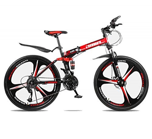 Mountain Bike pieghevoles : MUYU Mountain Bike 21 velocità (24 velocità, 27 velocità) Doppio Disco Bicicletta Mountainbike, Red, 27speed