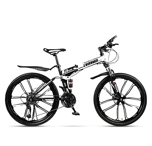 Mountain Bike pieghevoles : N&I Adult Mountain Bike Full Suspension Foldable City Bicycle off-Road Double Disc Brake Snow Bikes 26 inch Magnesium Alloy Ten Knives Wheels D 27Speed C 21 Speed