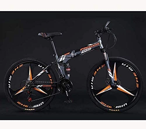 Mountain Bike pieghevoles : N&I Beach Snow Bicycle Folding Bike Bicycle Lightweight Mountain Bike Adult Teens Men And Women High Carbon Steel Full Suspension Frame Dual Disc Brakes A 26 inch 21 Speed
