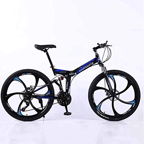 Mountain Bike pieghevoles : N&I Bicycle Mountain Bike 24 Speed Dual Suspension Folding Bike with 24 inch 6-Spoke Wheels And Double Disc Brake for Men And Woman White 27speed