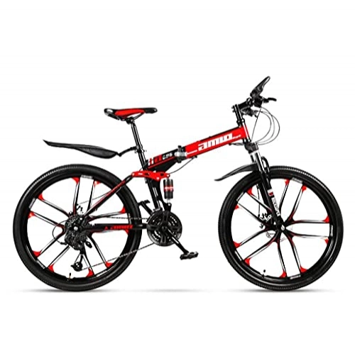 Mountain Bike pieghevoles : N&I Bike Adult Mountain Bike Full Suspension Foldable City Bicycle off-Road Double Disc Brake Snow Bikes 26 inch Magnesium Alloy Ten Knives Wheels D 27Speed C 21 Speed