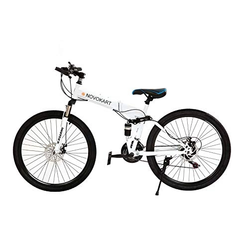 Mountain Bike pieghevoles : Novokart Bici Pieghevole, Bike Unisex-Adult, Bianco, 21-stage shift