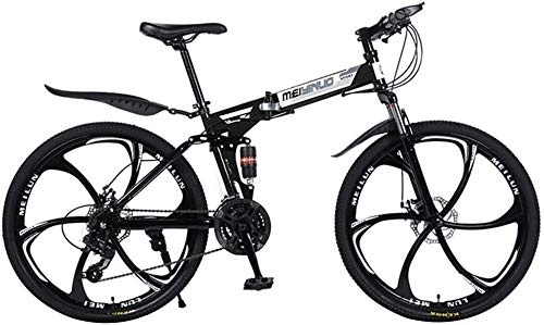 Mountain Bike pieghevoles : PAXF 26 inch Mountain Bike Folding Bike Folding Bike Foldable Mountain Bike with Variable Speed Shimano 21 Gear Shift Boys-Men Bike with Front And Rear Fender-Black