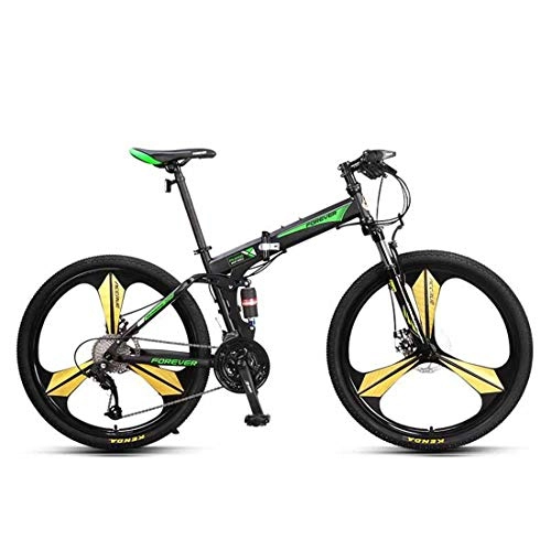 Mountain Bike pieghevoles : Pieghevole Bicicletta 27 velocit Mountain Bike con Doppio Assorbimento degli Urti 26 inch Citybike per Adulti Bici, Green