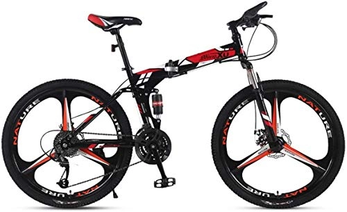 Mountain Bike pieghevoles : Qianqiusui Mountain Bike 21 / 24 / 27 velocità Steel Frame 24 Pollici a 3 Razze Ruote Sospensione Folding Bike, 2, 24speed (Color : 7, Size : 21speed)