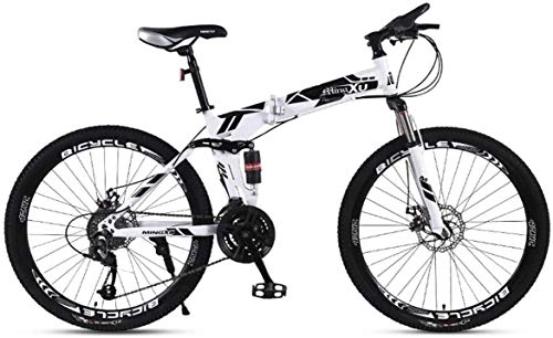 Mountain Bike pieghevoles : Qianqiusui Mountain Bike 21 / 24 / 27 velocità Steel Frame 27.5 Pollici a 3 Razze Ruote Doppia della Sospensione Folding Bike, Rosso, 24speed (Color : Black, Size : 21speed)