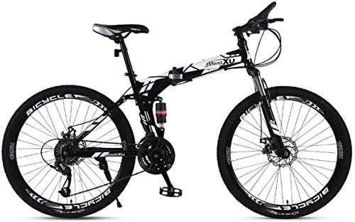 Mountain Bike pieghevoles : Qianqiusui Mountain Bike 21 / 24 / 27 velocità Steel Frame 27.5 Pollici a 3 Razze Ruote Doppia della Sospensione Folding Bike, Rosso, 24speed (Color : White, Size : 21speed)