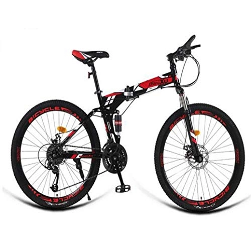 Mountain Bike pieghevoles : RPOLY 21-velocità Pieghevole / Mountain Bike, Doppio Freno a Disco, Adulto Bikes Pieghevole, variabile off-Road Speed ​​Bike, Outdoor Bicicletta, Red_26 inch