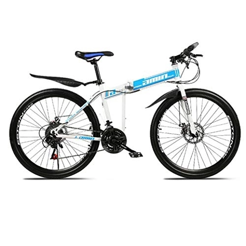 Mountain Bike pieghevoles : RPOLY 21-velocità Pieghevole / Mountain Bike, Doppio Freno a Disco, Adulto Bikes Pieghevole, variabile off-Road Speed ​​Bike Uomo Donna Bike, Blue_24 inch