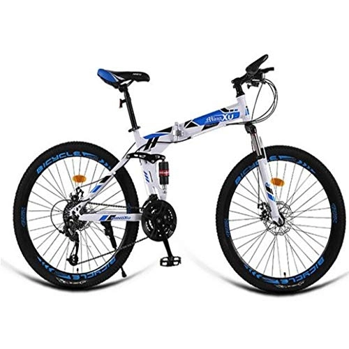 Mountain Bike pieghevoles : RPOLY 27-velocità Pieghevole / Mountain Bike, Bikes Pieghevole Adulti, Doppio Freno a Disco, variabile off-Road Speed ​​Bike, Outdoor Bicicletta, Blue_24 inch