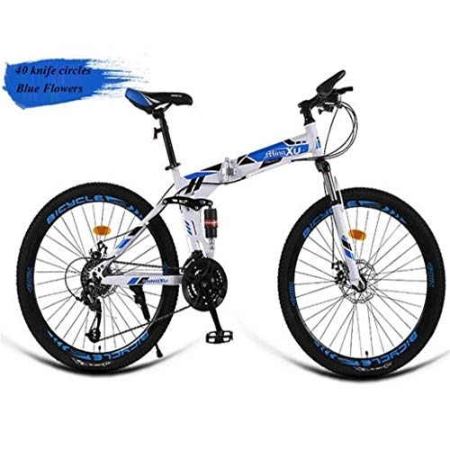 Mountain Bike pieghevoles : RPOLY Pieghevole Bicicletta Mountain Bike, Bikes Pieghevole Bicicletta Pieghevole Unisex Adulto 21-velocità Razze Folding Bike Grande per Urban Riding e off-Road, Blue_24 inch