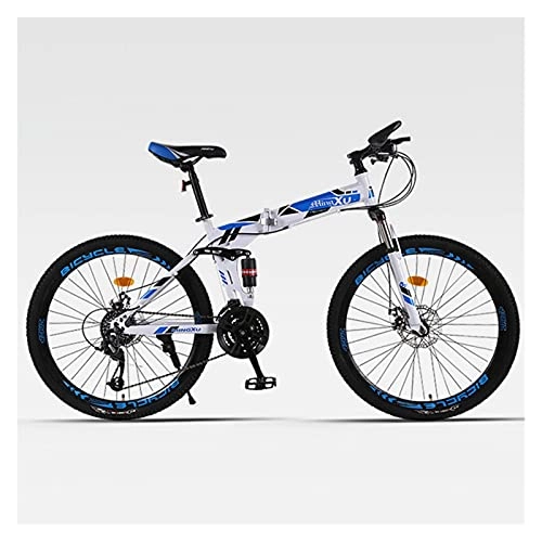 Mountain Bike pieghevoles : Story Mountain Bicycle Pieghevole Ruota Ruota Doppio Ammortizzatore Ammortizzatore Adult Cross-Country Uomini e Donne Quattro Colori opzionali (Color : Blue 24speed)