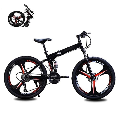 Mountain Bike pieghevoles : STRTG Folding Bike, Mountain Bike Pieghevole, Unisex Adulto Folding MTB Bicicletta, 24 * 26 Pollici 21 * 24 * 27 velocità della Bici di Montagna