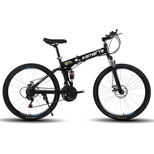Mountain Bike pieghevoles : Tbagem-Yjr Folding Mountain Bike for Adulti, Freni A Disco Doppio Sport Tempo Bicicletta City Road (Color : Black, Size : 27 Speed)