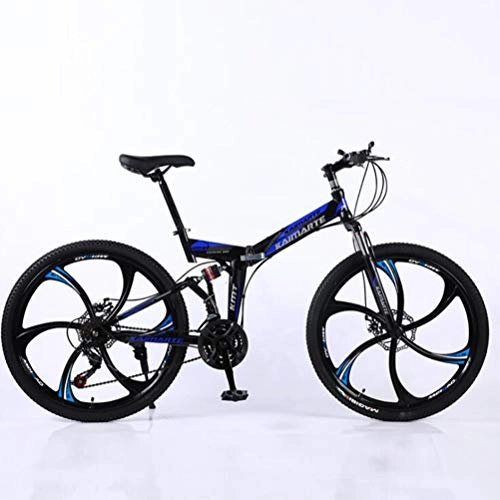 Mountain Bike pieghevoles : Tbagem-Yjr Sport Uomini E Le Donne della Ruota 24 Pollici Mountain Bike 27 velocità su Strada Bicicletta Pieghevole for Il Tempo Libero (Color : Black Blue)