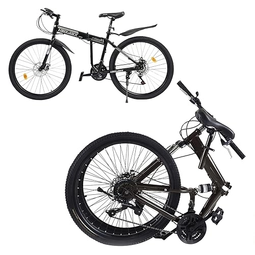 Mountain Bike pieghevoles : WSIKGHU Bicicletta pieghevole per adulti, 26 pollici, mountain bike, pieghevole, 21 marce, in acciaio al carbonio, per fuoristrada (160-19 cm, 130 kg, 85% premontata)