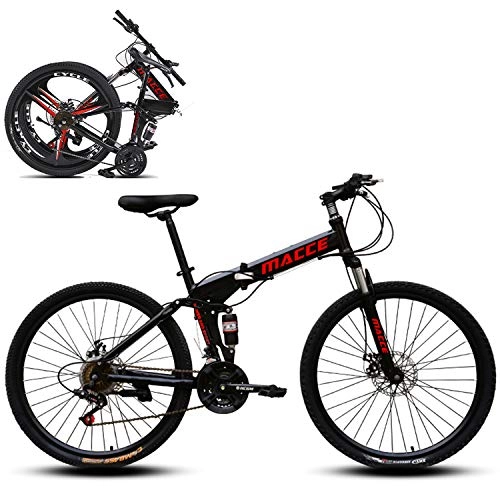 Mountain Bike pieghevoles : XWDQ Country Mountain Bike - Bicicletta con doppio freno a disco, per adulti, mountain bike con sedile regolabile, ruota a raggi, 61 cm., 21 speed