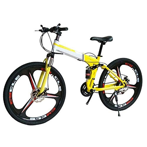 Mountain Bike pieghevoles : XWDQ Mountain Bike 21 / 24 / 27 / 30 Speed Bicicletta per Uomo E Donna Speed Mountain Bike per Adulti, Yellow, 21speed