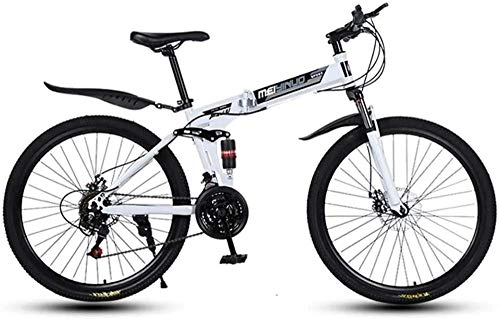 Mountain Bike pieghevoles : XXCZB 26 in Mountain Bike a 24 velocità per Adulti in Alluminio Leggero Telaio a Sospensione Completa Freno a Disco a Forcella Bianco A