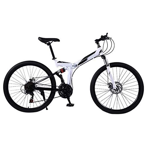 Mountain Bike pieghevoles : Yunyisujiao Mountain Bike, Mountain Bike Pieghevoli da 24 Pollici, MTB a Sospensione Completa per Bicicletta a 21 velocità, Bicicletta per Adulti Portatile per Uomo e Donna (Color : White)