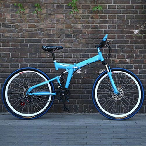Mountain Bike pieghevoles : Zhangxiaowei Mens Mountain Bike Bike 24 / 26 Pollici 21 velocità Pieghevole Blu Ciclo con Freni a Disco, 24 inch